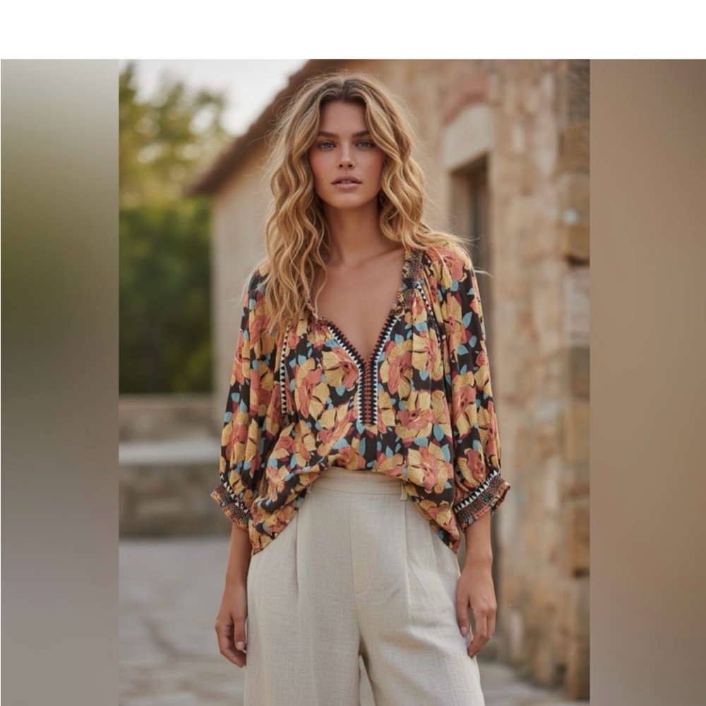 Floral V-Neck Blouse